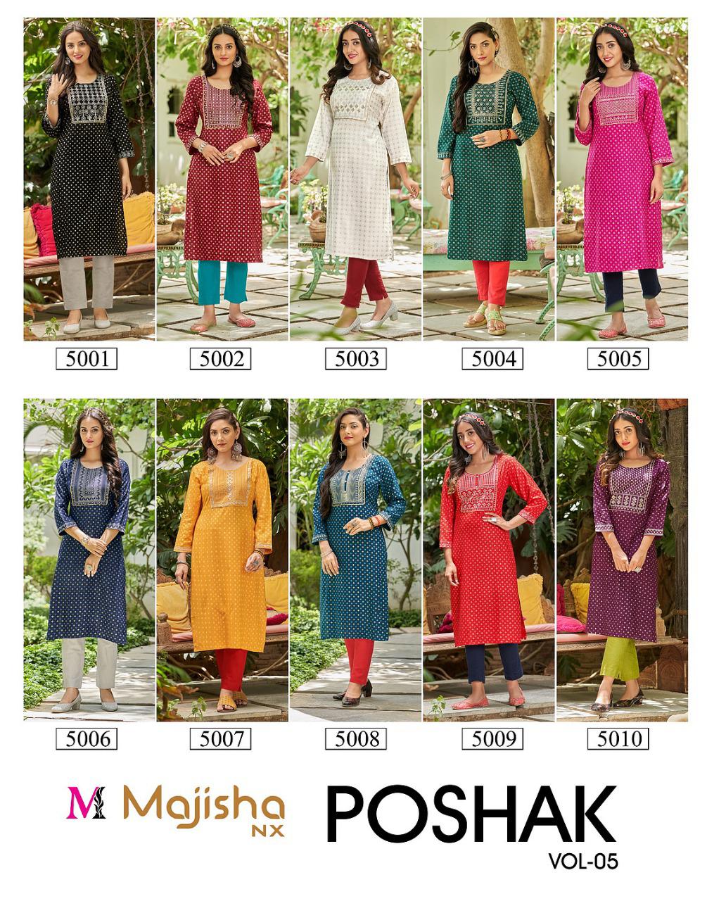 Majisha Nx Poshak 5 Rayon Fancy Exclusive Wear Designer Kurti Collection